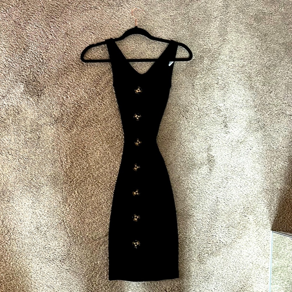 Planet Gold midi dress with tortoise shell button detail